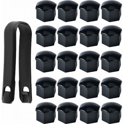 20Pcs Black 17mm Wheel Nut Caps, Wheel Bolt Nut Covers, Hexagon Tire Nut Covers with Removal Tool Set for Cars (1/5)