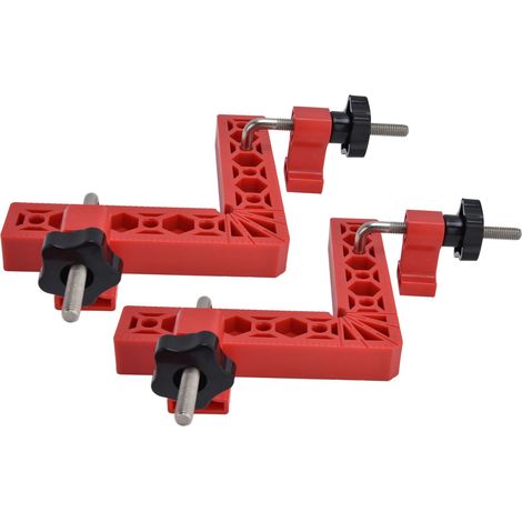 2 Jeux d'Équerres de Raccordement à 90° Réglables pour Montage Bois (Rouge)
