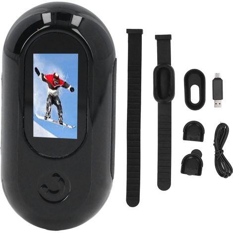 Caméra pour collier pour animaux de compagnie, petite carte mémoire 32G, enregistrement vidéo ultra grand angle 160 ° 1080P, action de chien et chat avec écran LCD de 0,96 pouces, noir + silicone (1/5)