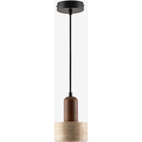 Lámpara de techo Ø12 cm en travertino y madera Davise SKLUM              (1/5)