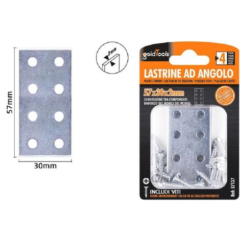Trade Shop - SATZ 4 STÜCK PLATTENFUGENBLECH 57X30X2 MM MIT BEWEGLICHEN SCHRAUBEN 57137 - (1/2)