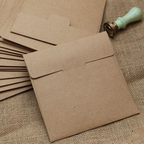 enveloppes (10 pièces) papier kraft ancien/sans fenêtre - CD-130 x 130 mm, enveloppes, fermer, NHD06 H251 (1/5)