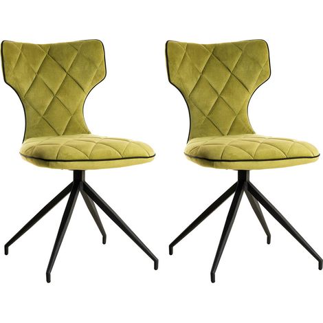 STYK - Lot de 2 Chaises Tissu Vertes Surpiqures Carreaux (1/3)