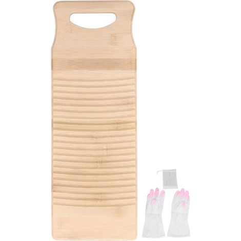 Bamboo Washboard Wooden Color Approx 19.7in Long Thickened Natural Bamboo Wear Resistant Sturdy Durable Wash Board (1/5)