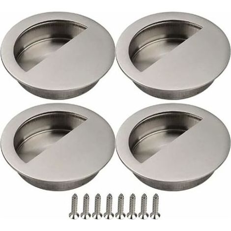 Poignée Porte Coulissante 4 Pièces Porte Coulissante Poignee Porte Coulissante Porte Coulissante Placard Poignée Encastrée Poignée de Meuble avec Vis Porte Coulissante Armoire Argent (1/4)