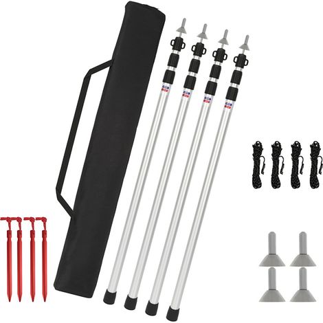 Jiubiaz Accessoires pour kiosque, barnum et tonnelle – 4 pcs mâts de tente télescopiques réglables 88–234 cm (1/5)