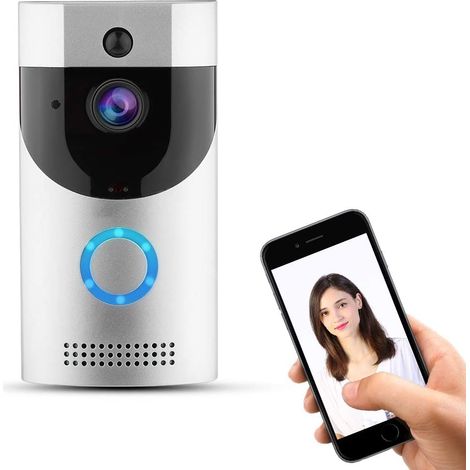 Drahtlose Türklingel-Gegensprechanlage, drahtlose Videokamera mit sichtbarer intelligenter Videotürklingel mit Infrarot-Nachtsicht/Notfallalarm/Mobiltelefonüberwachung (1/5)