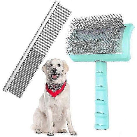 Brosse à picots extra longs et peigne pour grands chiens, outil de démêlage robuste en acier inoxydable pour poils longs et lâches (1/4)