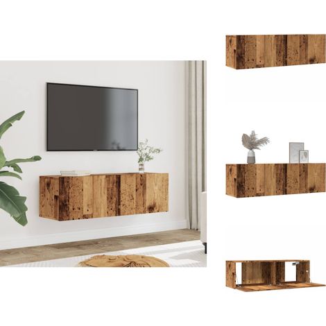 Meubles TV muraux 2 pcs vieux bois 100x30x30 cm - Meuble TV - Meubles TV - Support TV - Meuble HiFi (1/5)