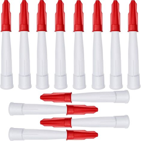 Confezione da 12 ugelli applicatori in silicone richiudibili per sigillante, ugelli per calafataggio bianchi con 12 tappi per calafataggio rossi, tappi per ugelli (1/5)