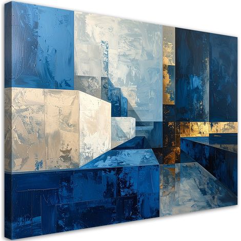 Quadro su tela, Astrazione moderna blu e beige, 30x20 (1/5)