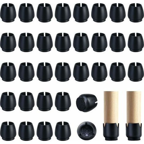 12-16mm Protection pour Meubles, 80 Pièces Silicone Noir Embout de Chaise pour Les Jambes Rondes de Chaise (1/5)