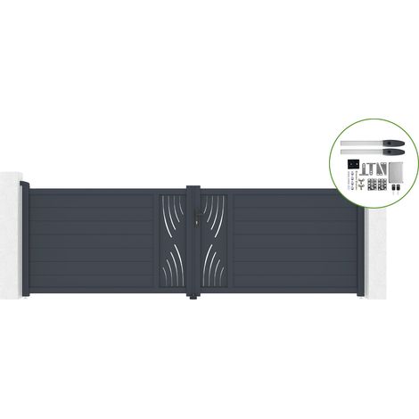 Portail battant 4m VELETA H.120cm alu + motorisation HICKER B200 (1/4)