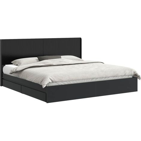 Struttura del letto con stoccaggio e testata Nero 200 x 200 cm vidaXL (1/5)