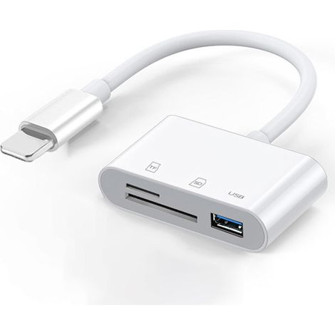 SD-Kartenleser für iPhone, Speicherkartenleser mit USB-Adapter für Kameras, Plug & Play, Trail Game, unterstützt SD- und TF-Karten, Micro-SD-Kartenadapter für