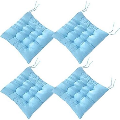 Lot de 4 coussins de chaise moelleux, avec rubans, pour salle à manger, jardin, terrasse ou cuisine (40 x 40 cm)