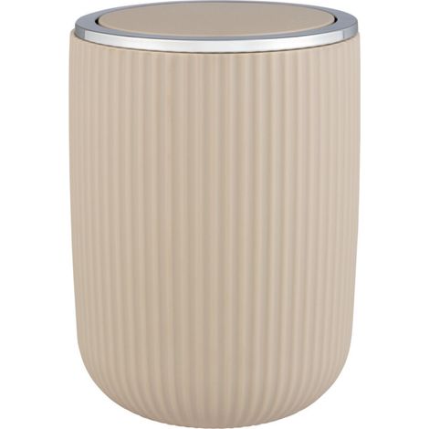 Poubelle de salle de bain 2L – Couvercle basculant – Plastique sans BPA – Dimensions d14,5x20cm – Couleur beige