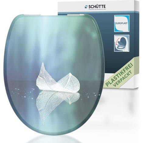 SCH�TTE WC-Sitz aus Duroplast mit Absenkautomatik Toilettendeckel mit Motiv Klodeckel Floral Blatt 82153
