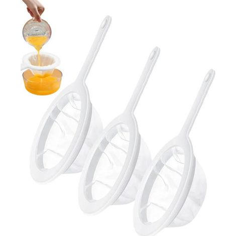 royaluxe - Lot de 3 Filtre à Tamis Fin nylon,Tamis De Cuisine à Mailles Fines avec poignée,Passoire Mailles,100/200/400 Mailles, Pour Filtrage Du Jus, Lait, Café (1/5)