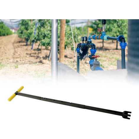 Llave plegable multifuncional en forma de T, fabricada en acero para contadores de agua, para apertura y reparación, color amarillo. (1/5)