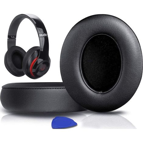 Cuscinetti auricolari, cuscinetti auricolari di ricambio per cuffie Beats Studio 3 e Studio 2 Over-Ear, paraorecchie rivestiti in pelle proteica, memory foam con cancellazione del rumore, neri