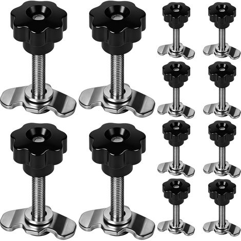 Lot de 12 boulons en T M8 x 60 mm pour Rail d’arrimage Type Airline raccords filetés avec Bouton étoile, métal galvanisé, Fixation Camping-Car, remorque, Fourgon et galerie (1/5)