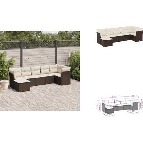7-tlg. Garten-Sofagarnitur mit Kissen Braun Poly Rattan - Gartenmöbel - Outdoor Möbel - Rattan Sofa - Lounge Set - Gartenlounge (1/3)