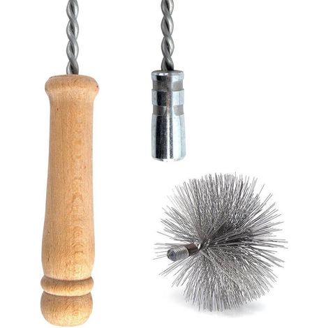 HOLZBRINK Schubstange Kesselstab STARR Öse M12 Länge 100cm + 120 mm Heizkesselbürste Kesselbürsten Ofenbürste Ofenrohr reinigen Reinigungsbürste