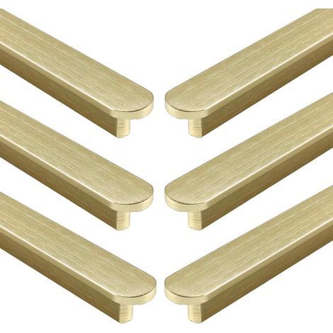 6pcs poignées Laiton Brossé Poignee de Meuble Cuisine Or -poignées de placard Poignée de Meuble en Laiton Brossé Entraxe 160mm (1/5)