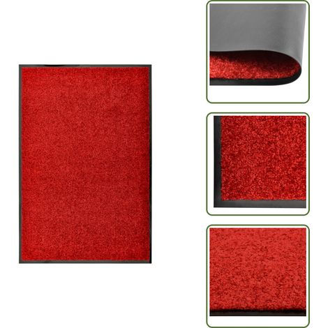 Paillasson lavable Rouge 60x90 cm - Tapis D'entrée - Paillasson Extérieur - Paillasson Intérieur - Tapis Absorbant - Tapis Lave-linge (1/5)