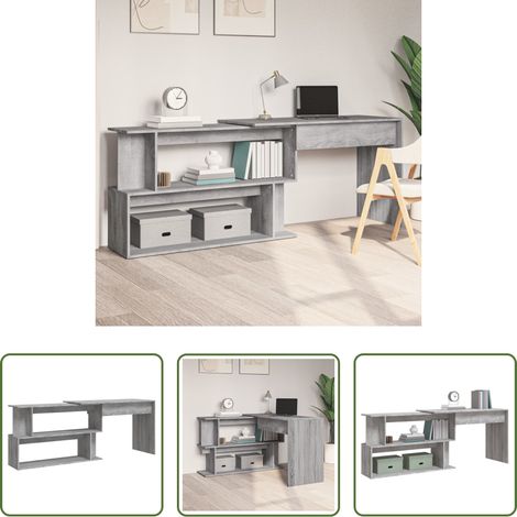 Schreibtisch - Eckschreibtisch Grau Sonoma 200x50x76 cm Holzwerkstoff (1/5)