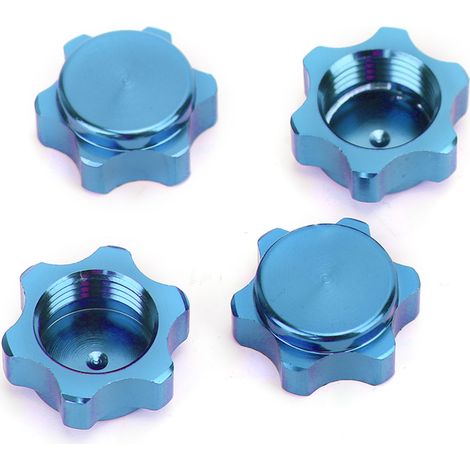 4 cache-poussière pour écrous de moyeu de roue en alliage d'aluminium de 17 mm pour voiture RC 1/8 HSP94762 94886 (bleu)