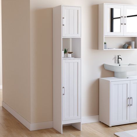 Mueble de baño de columna WALDO, 2 puertas y 1 nicho, blanco (1/5)