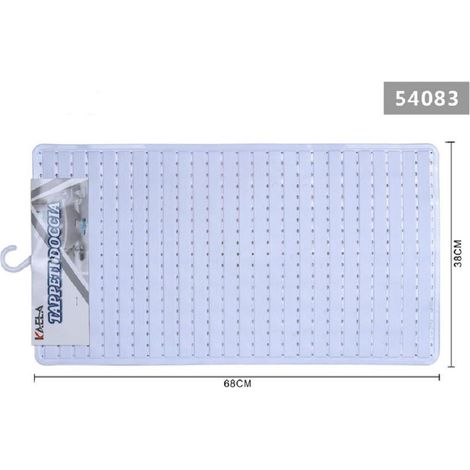 TRADE SHOP - Tappeto Doccia Vasca Bagno Antiscivolo 38x68cm Rettangolare A Righi Bianco 54083 -