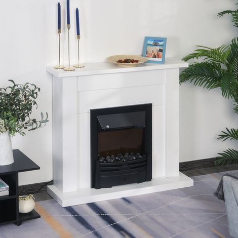 Caminetto elettrico, 2 livelli di potenza, telecomando, timer, effetto fiamma realistico, bianco e nero (1/5)