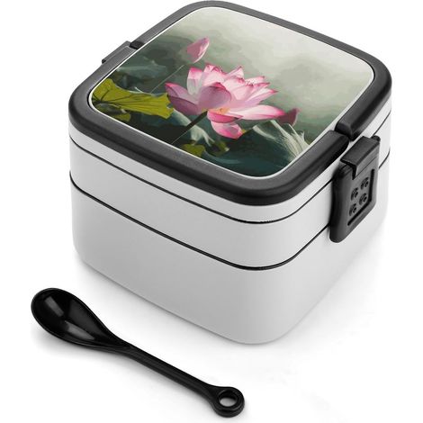Boîte à lunch pour adulte avec cuillère, jolie empilable double (1/5)