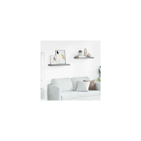 Schwebende Wandregale, 2er-Set, grau, 60 x 23,5 x 3,8 cm, MDF-Crezuo