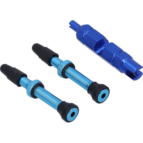 Valve tubeless 1,6 pouce, type français, en laiton, détachable, pour vélos de route et VTT, bleue (1/5)