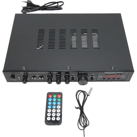 Amplificateur stéréo numérique Bluetooth 5 canaux haute puissance pour enceintes home cinéma avec télécommande, noir, 220V prise UK (1/5)