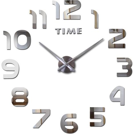 Reloj de pared DIY NEPRI de 65 a 130 cm - plateado 3D