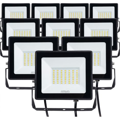 Lot de 10 projecteurs LED 50W IP65 extérieur Température de Couleur: Blanc Froid 6000K