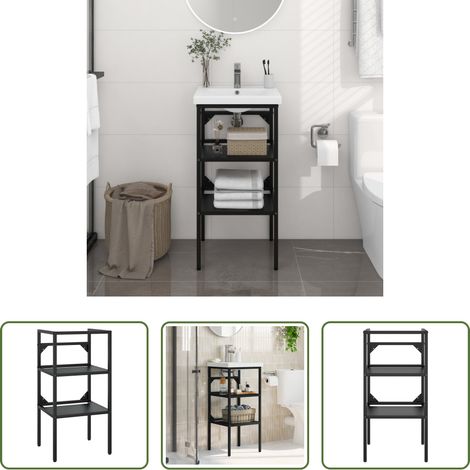 vidaXL Support de lavabo - Cadre de lavabo de salle de bain Noir 40x38x83 cm Fer (1/5)