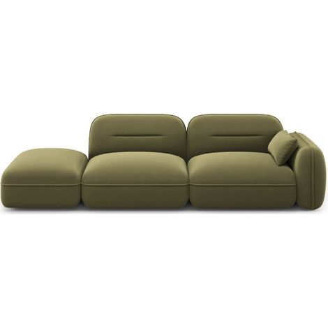 Canapé modulable gauche 3 places en velours vert clair (1/5)