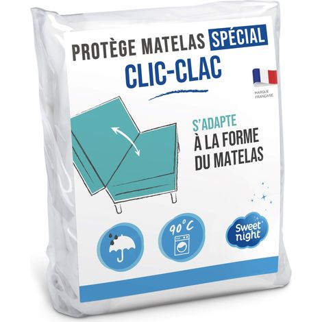 Sweet Night – Protège matelas clic clac 130x190 cm – Alèse imperméable – Lavable à 90°C – Silencieux pour un sommeil paisible