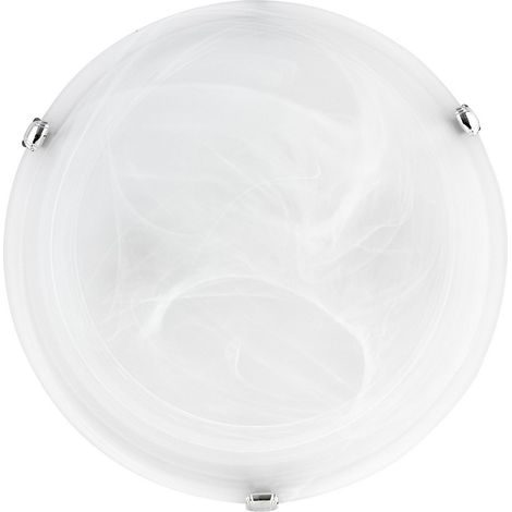 Merano Detroit 40cm Plafonnier Encastré Verre Albâtre Métal Chromé LED E27
