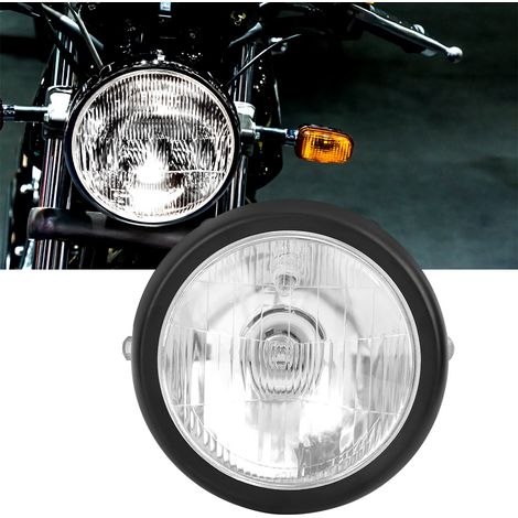 Rétro Noir Alliage Shell Blanc Lentille Ronde Moto Avant Phare Convient pour CG125 GN125 (1/5)