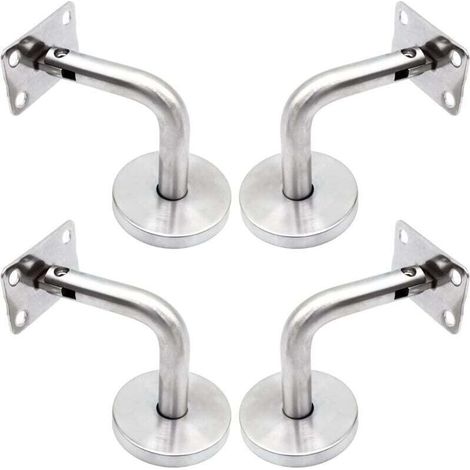 Supports de rampe murale Ulisem, support d'escalier en acier inoxydable poli avec base de recouvrement, support de montage mural, garde-corps mural intérieur, rampe de grenier, support de couloir, lot (1/4)