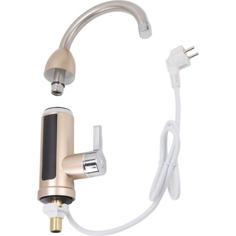 Jeffergarden Robinet de chauffe-eau instantané 3000W rotatif électrique robinet d'eau chaude et froide en acier inoxydable robinet électrique pour cuisine salle de bains prise ue 220V-DOU