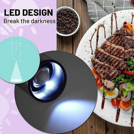 1 ensemble. Couleur : argent. Matériau : acier inoxydable. Moulin à poivre et à sel électrique avec doseur, rechargeable par USB. (1/5)