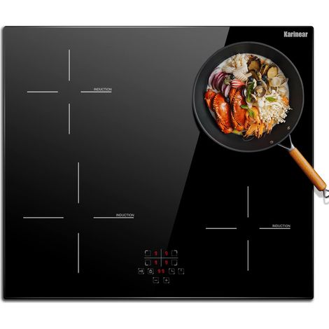 Plaque à Induction, Karinear Plaque Induction 4 foyer, Plaque de Cuisson Induction Encastrable, Table de Cuisson Electrique avec Commande Tactile, Minuteur, Verrouillage d'enfant, 6600W (1/5)
